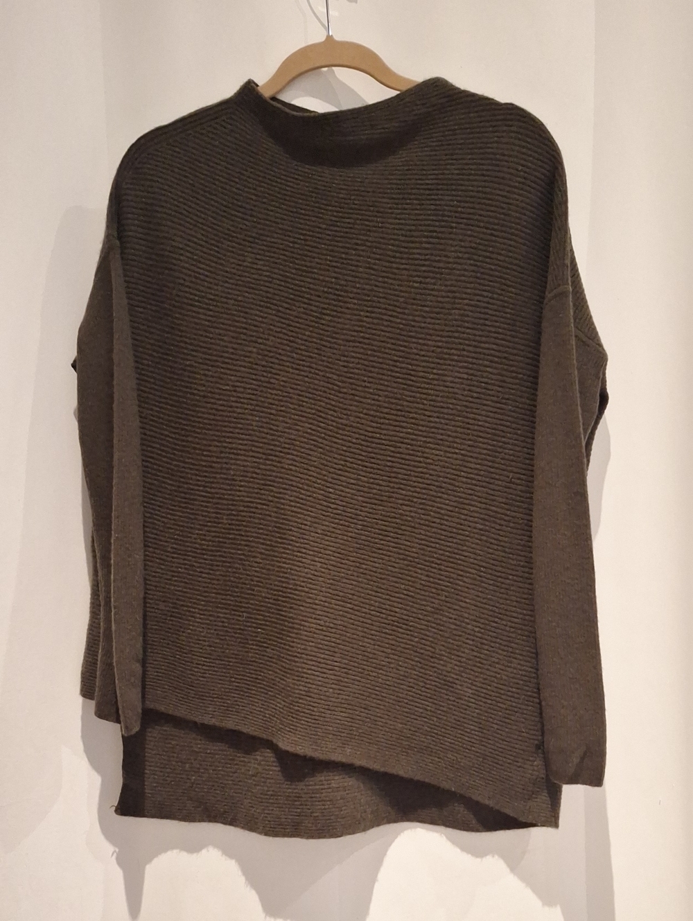 Nordstrom Signature 100% Cashmere Women's Heather Gray Ribbed Knit Sweater